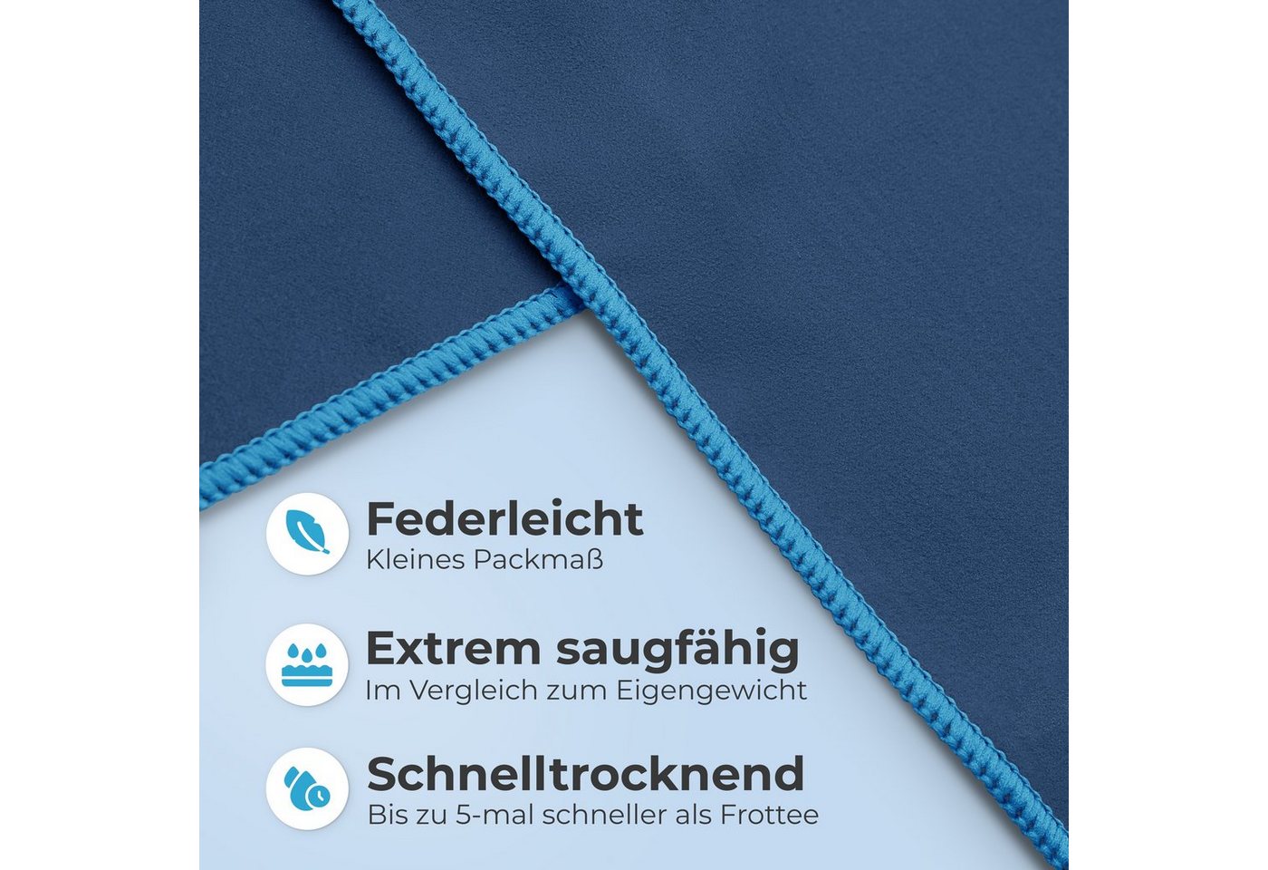 NirvanaShape Reisehandtuch Mikrofaser Handtücher [2er SET] Badehandtuch Reisehandtuch Strandtuch, Ecktasche mit Reißverschluss, saugfähig, leicht, schnelltrockn – Bild 2 von 5