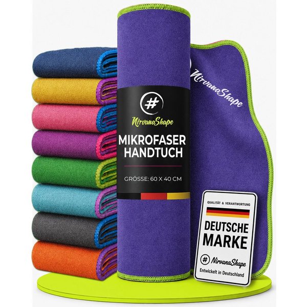 NirvanaShape Reisehandtuch Mikrofaser Handtücher [2er SET] Badehandtuch Reisehandtuch Strandtuch, Ecktasche mit Reißverschluss, saugfähig, leicht, schnelltrockn