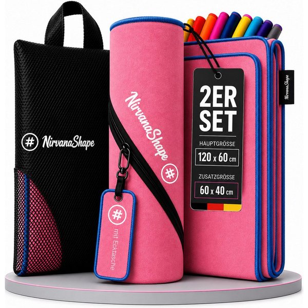 NirvanaShape Reisehandtuch Mikrofaser Handtücher [2er SET] Badehandtuch Reisehandtuch Strandtuch, Ecktasche mit Reißverschluss, saugfähig, leicht, schnelltrockn
