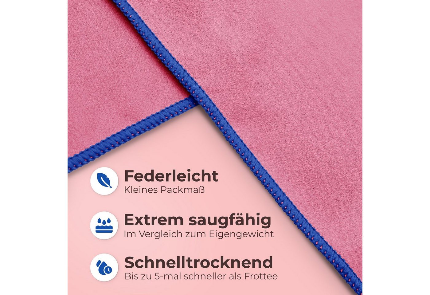 NirvanaShape Reisehandtuch Mikrofaser Handtücher [2er SET] Badehandtuch Reisehandtuch Strandtuch, Ecktasche mit Reißverschluss, saugfähig, leicht, schnelltrockn – Bild 2 von 5