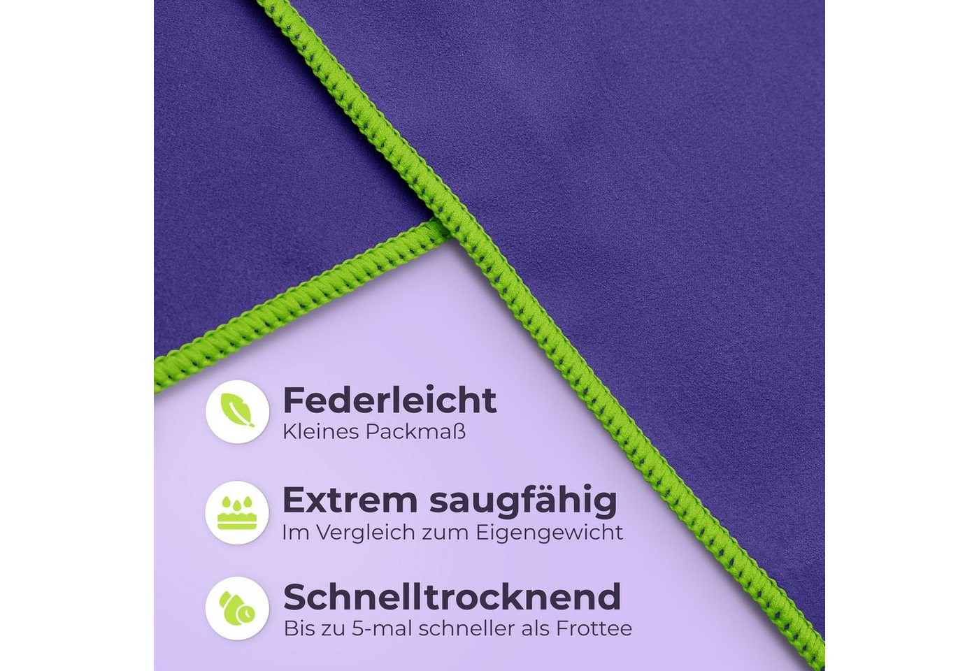 NirvanaShape Reisehandtuch Mikrofaser Handtücher [2er SET] Badehandtuch Reisehandtuch Strandtuch, Ecktasche mit Reißverschluss, saugfähig, leicht, schnelltrockn – Bild 2 von 5