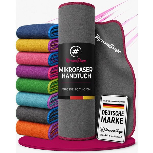 NirvanaShape Reisehandtuch Mikrofaser Handtücher [2er SET] Badehandtuch Reisehandtuch Strandtuch, Ecktasche mit Reißverschluss, saugfähig, leicht, schnelltrockn