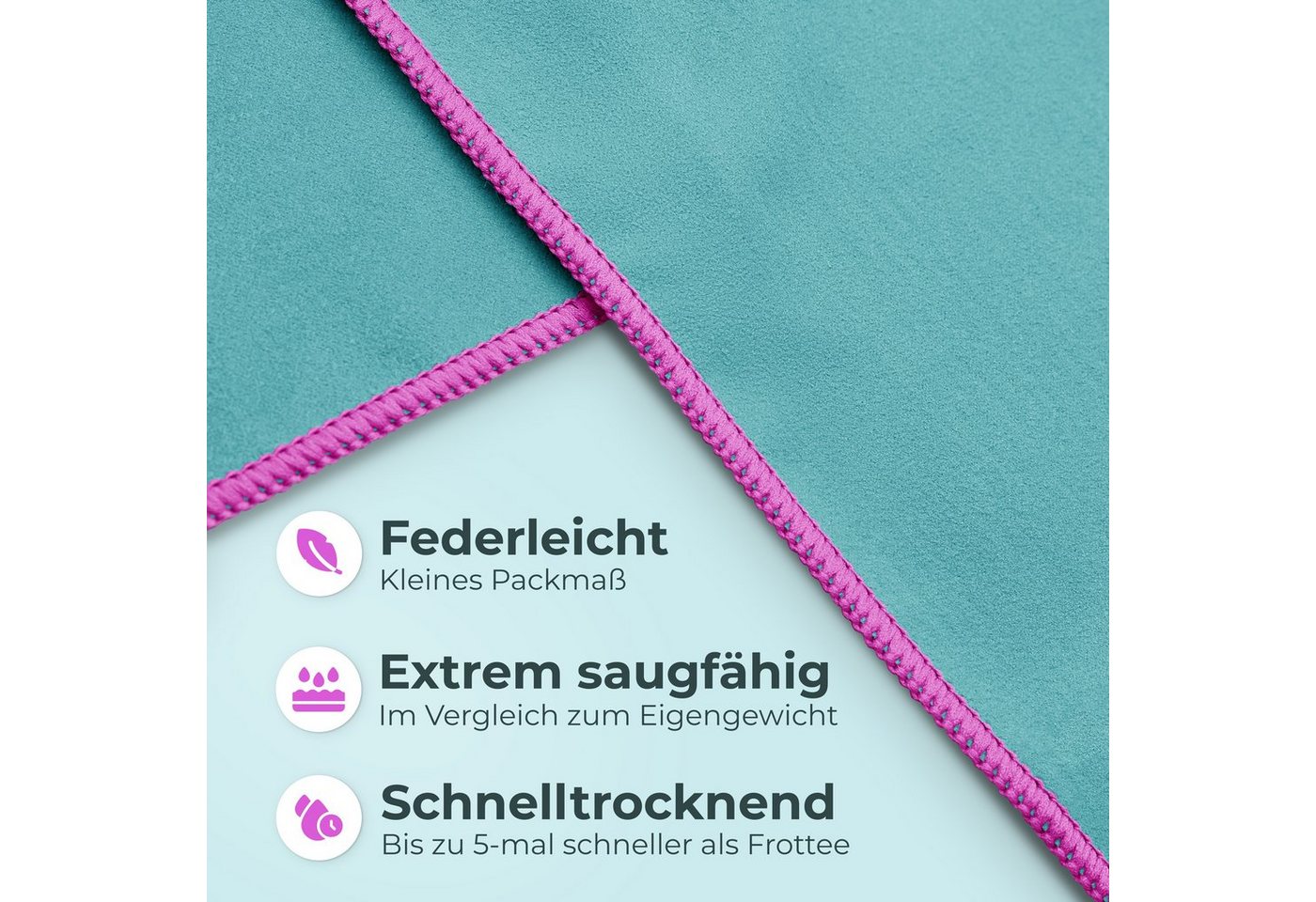 NirvanaShape Reisehandtuch Mikrofaser Handtücher [2er SET] Badehandtuch Reisehandtuch Strandtuch, Ecktasche mit Reißverschluss, saugfähig, leicht, schnelltrockn – Bild 2 von 5