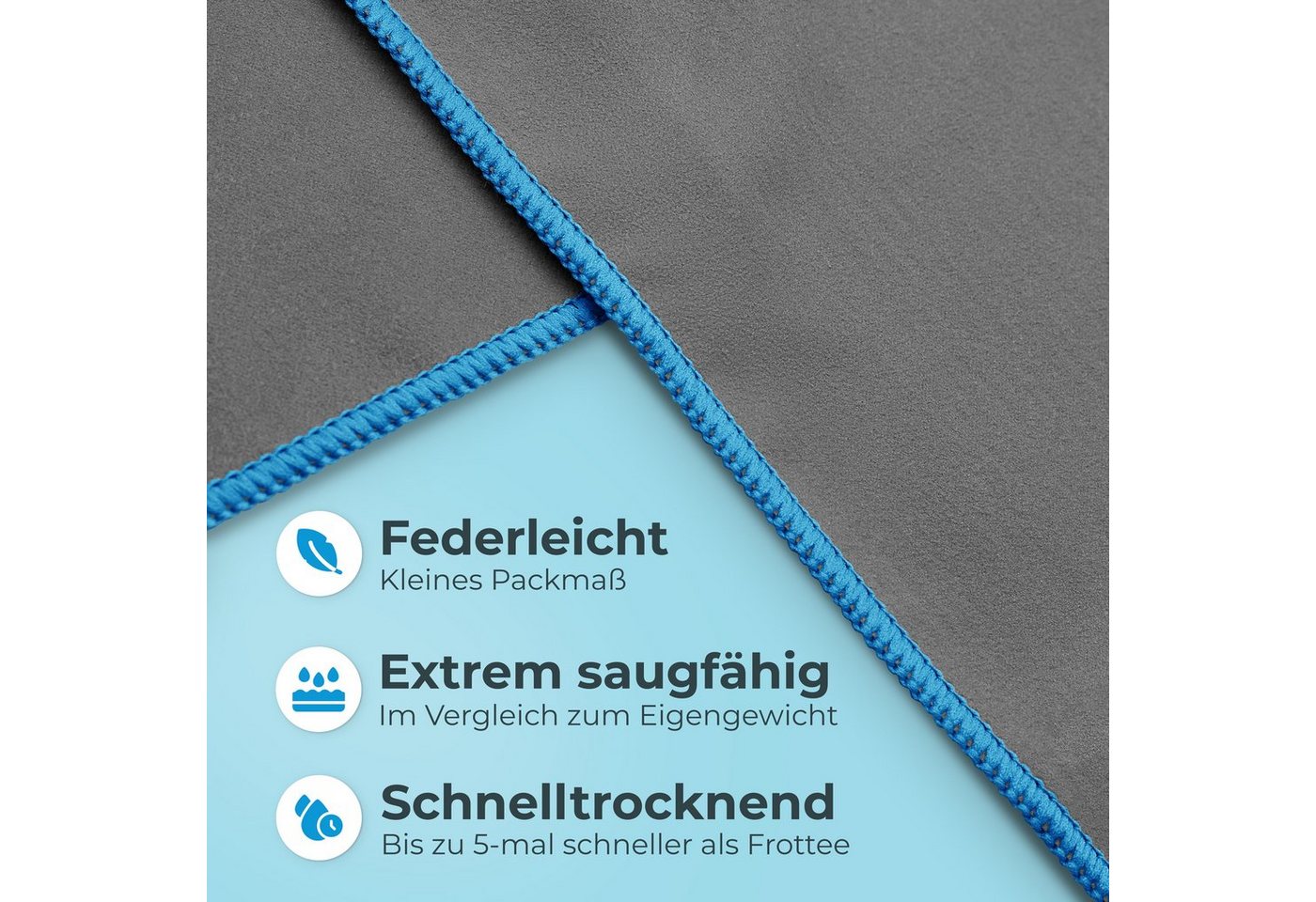 NirvanaShape Sporthandtuch Mikrofaser Handtuch, Microfaser Handtücher als Reisehandtuch, saugfähig, leicht, schnelltrocknend, für Reisen, Fitness, Yoga, Sauna – Bild 2 von 5