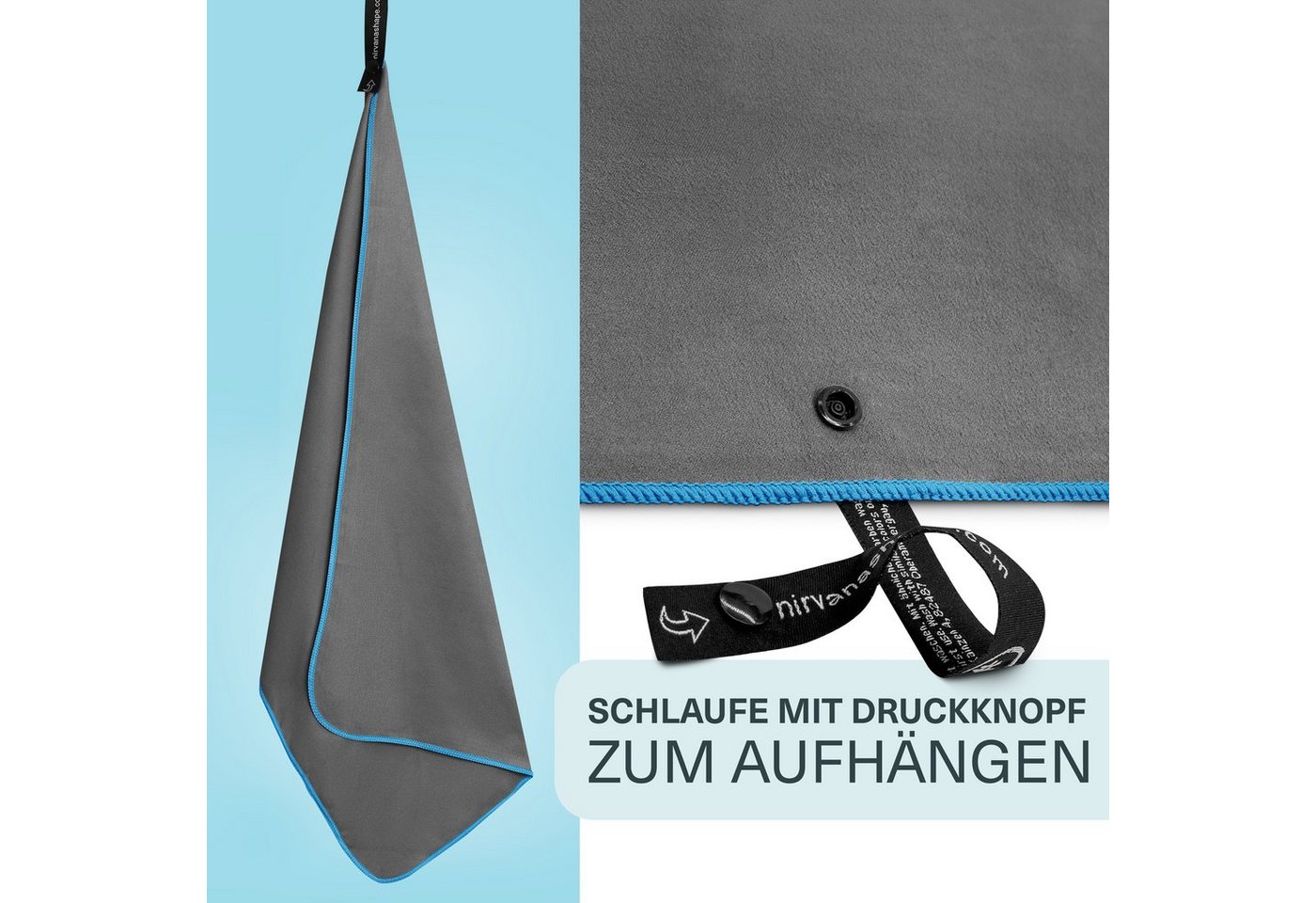 NirvanaShape Sporthandtuch Mikrofaser Handtuch, Microfaser Handtücher als Reisehandtuch, saugfähig, leicht, schnelltrocknend, für Reisen, Fitness, Yoga, Sauna – Bild 4 von 5