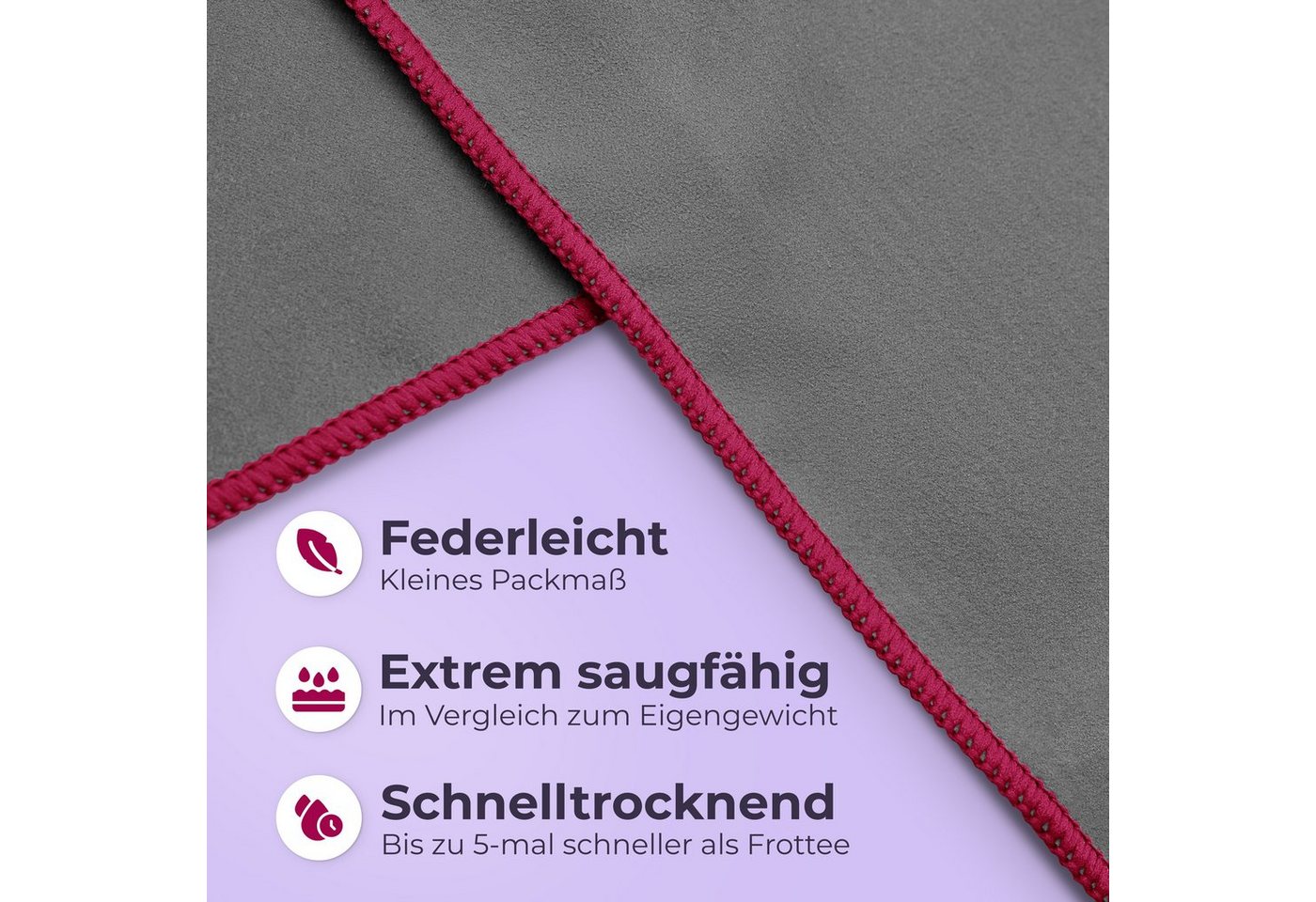 NirvanaShape Sporthandtuch Mikrofaser Handtuch, Microfaser Handtücher als Reisehandtuch, saugfähig, leicht, schnelltrocknend, für Reisen, Fitness, Yoga, Sauna – Bild 2 von 5