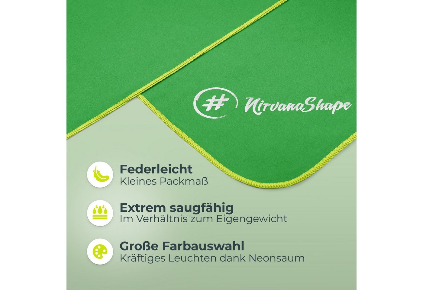 NirvanaShape Sporthandtuch Mikrofaser Handtuch, Badehandtuch, Reisehandtuch, Sporthandtuch, saugfähig, leicht, schnelltrocknend, für Reisen, Fitness, Yoga, Saun – Bild 2 von 5