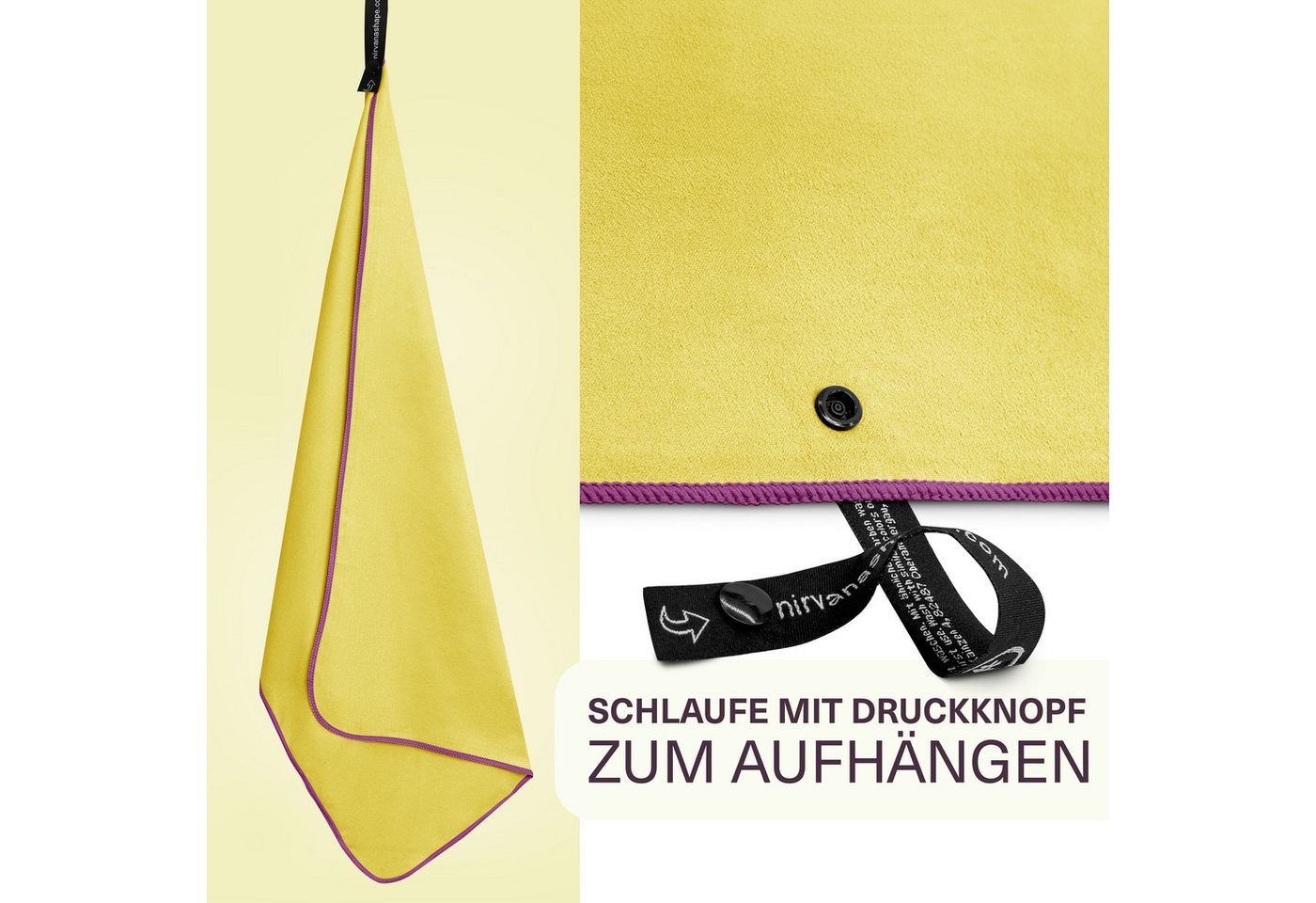 NirvanaShape Sporthandtuch Mikrofaser Handtuch, Microfaser Handtücher als Reisehandtuch, saugfähig, leicht, schnelltrocknend, für Reisen, Fitness, Yoga, Sauna – Bild 4 von 5