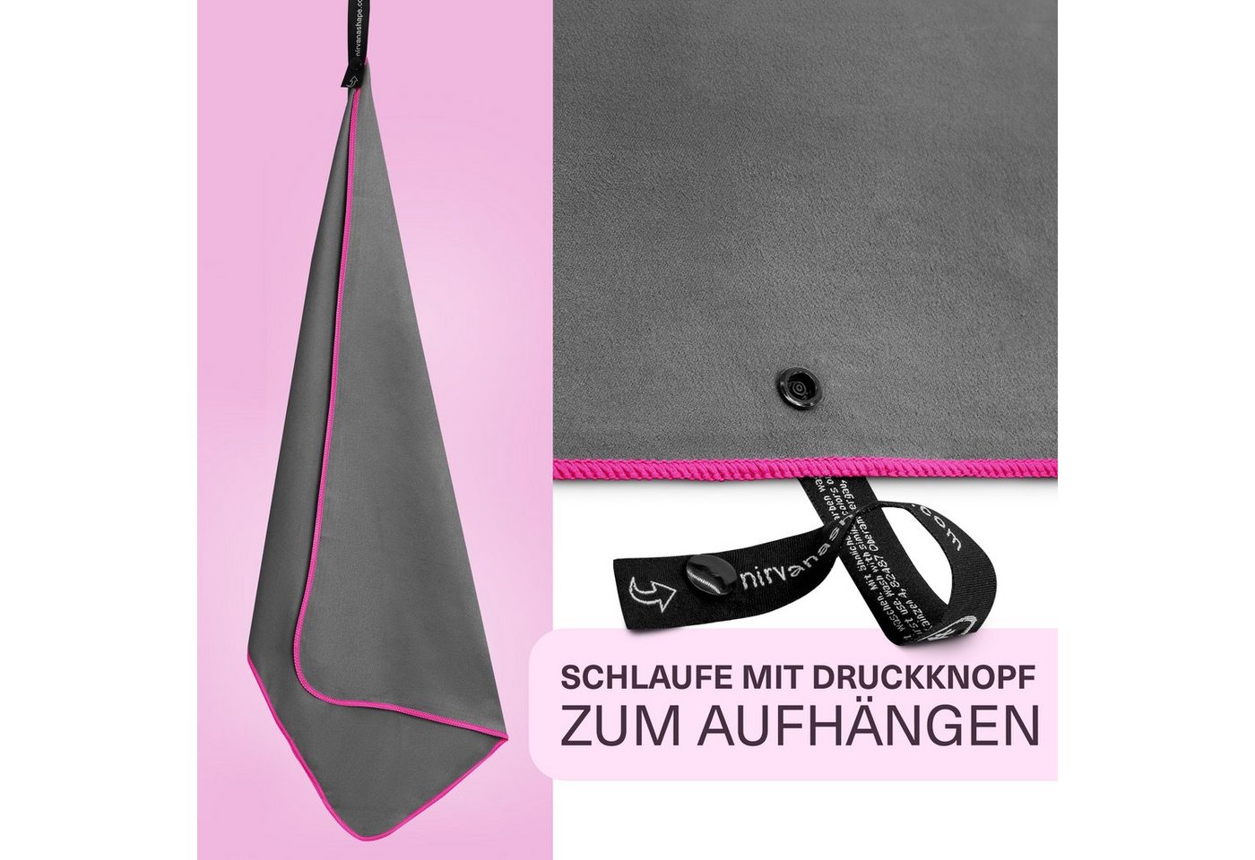 NirvanaShape Sporthandtuch Mikrofaser Handtuch, Microfaser Handtücher als Reisehandtuch, saugfähig, leicht, schnelltrocknend, für Reisen, Fitness, Yoga, Sauna – Bild 4 von 5