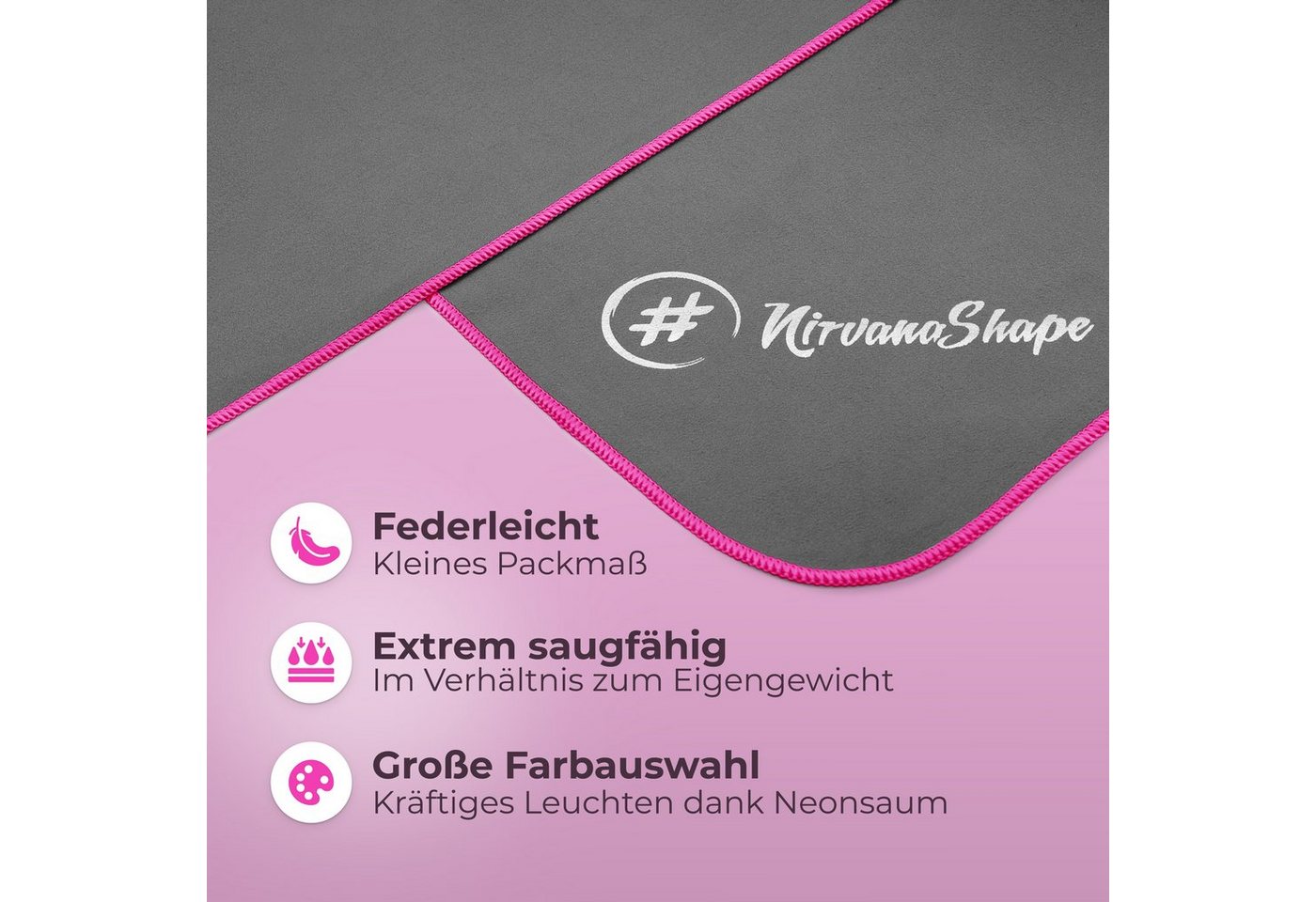 NirvanaShape Sporthandtuch Mikrofaser Handtuch, Badehandtuch, Reisehandtuch, Sporthandtuch, saugfähig, leicht, schnelltrocknend, für Reisen, Fitness, Yoga, Saun – Bild 2 von 5