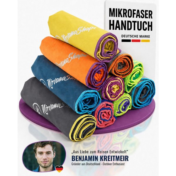 NirvanaShape Sporthandtuch Mikrofaser Handtuch, Badehandtuch, Reisehandtuch, Sporthandtuch, saugfähig, leicht, schnelltrocknend, für Reisen, Fitness, Yoga, Saun