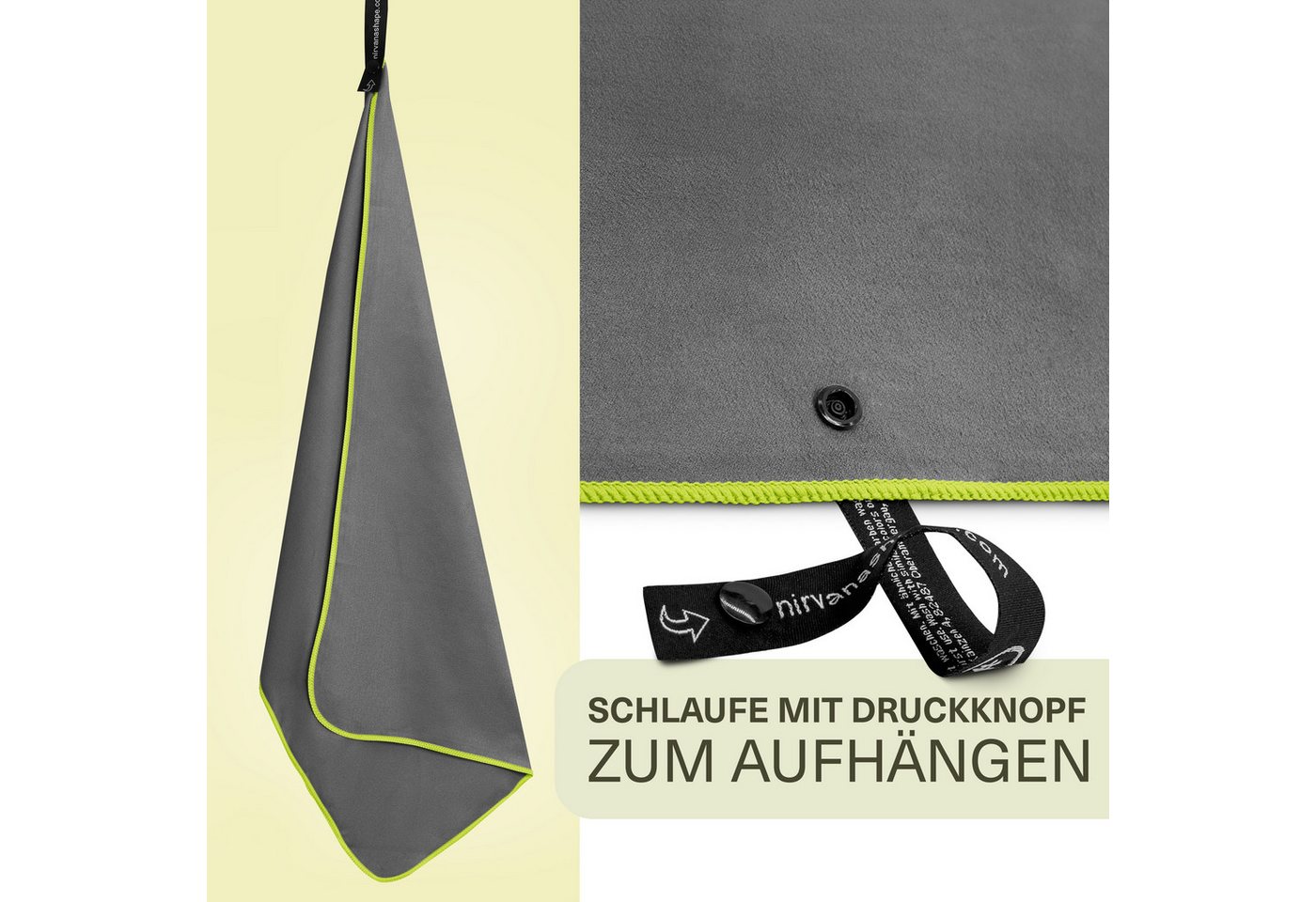 NirvanaShape Sporthandtuch Mikrofaser Handtuch, Microfaser Handtücher als Reisehandtuch, saugfähig, leicht, schnelltrocknend, für Reisen, Fitness, Yoga, Sauna – Bild 4 von 5