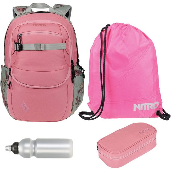 NITRO Schulrucksack Jungen Mädchen Future Hero Schultasche Rucksack (4 Teile Set, inkl. Mäppchen Box, inkl. Sportbeutel, inkl. Trinkflasche), viel Stauraum Lapt