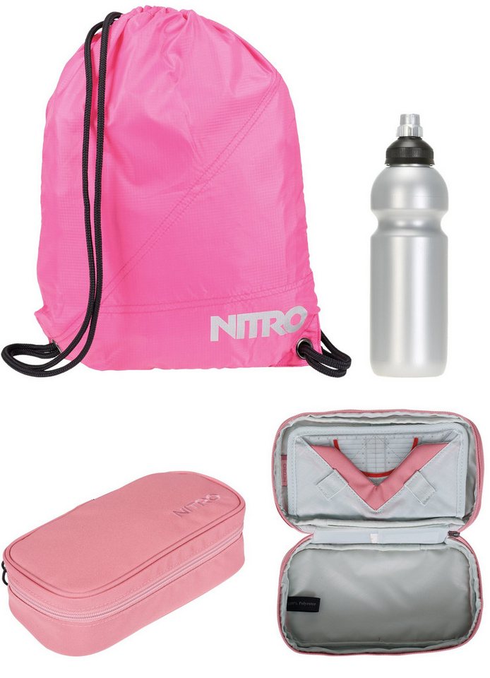 NITRO Schulrucksack Jungen Mädchen Future Hero Schultasche Rucksack (4 Teile Set, inkl. Mäppchen Box, inkl. Sportbeutel, inkl. Trinkflasche), viel Stauraum Lapt – Bild 4 von 5
