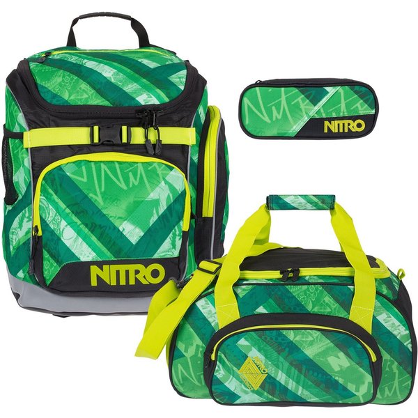 NITRO Schulrucksack Jungen Mädchen Rucksack Schulrucksackset (3 Teile Set, inkl. Sporttasche und Mäppchen Box), Schultasche Schulmappe Tasche