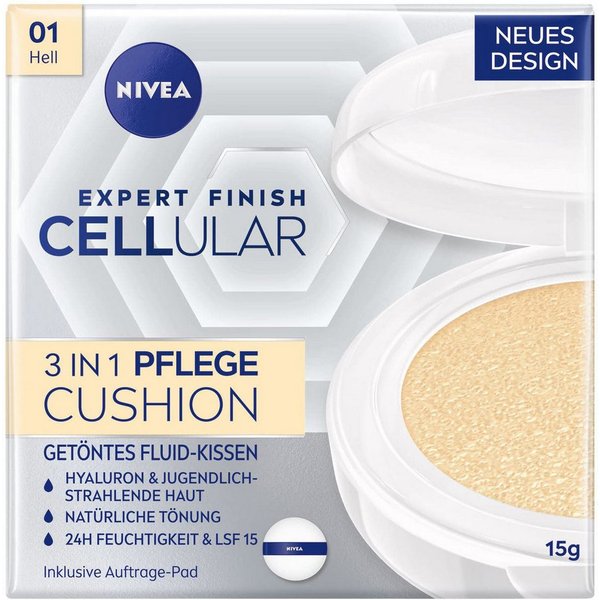 Nivea Foundation CELLULAR EXPERT FINISH 3IN1 CUSHION LSF 15, mit Hyaluronsäure