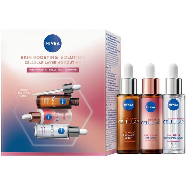 Nivea Gesichtspflege-Set CELLULAR SERUM LAYERING ROUTINE-SET, 3-tlg., mit drei Seren, flüssige Textur, dermatologisch getestet