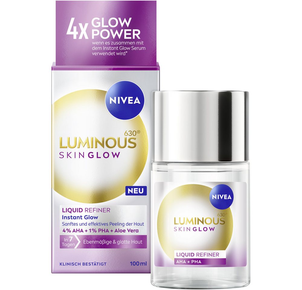 Nivea Gesichtsserum LUMINOUS630® Skin Glow Routine Set Instant Glow Serum + Liquid Refiner, 2-tlg., für einen ebenmäßigen Teint – Bild 3 von 5