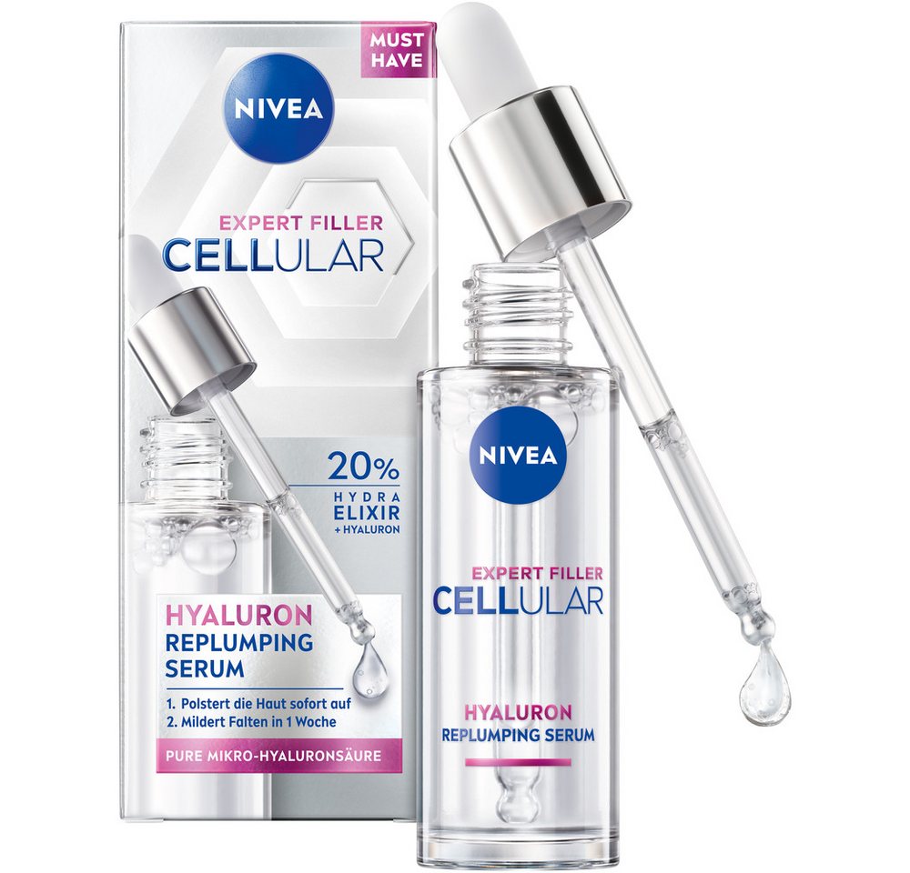 Nivea Pflege-Set Serum Routine Set mit Hyaluron-Serum + UV-Serum Fluid mit LSF 50, 2-tlg., für das Gesicht, mit Hyaluron-Serum, leicht, schnell einziehend – Bild 2 von 5