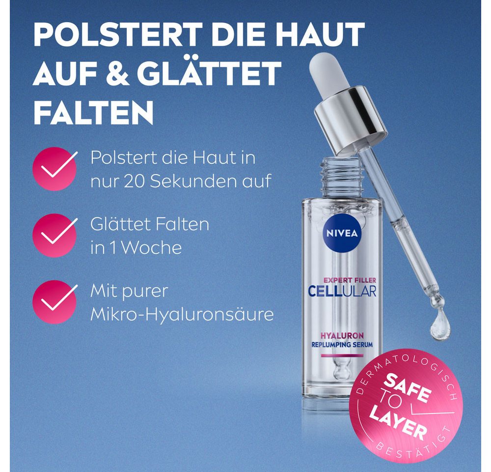 Nivea Pflege-Set Serum Routine Set mit Hyaluron-Serum + UV-Serum Fluid mit LSF 50, 2-tlg., für das Gesicht, mit Hyaluron-Serum, leicht, schnell einziehend – Bild 5 von 5