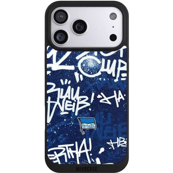 NIVOCASE Handyhülle Hertha BSC Graffiti Offizielles Lizenzprodukt Street Graffiti, Apple iPhone 17 Pro Max Handyhülle Hülle NIVOpure Case Schwarz