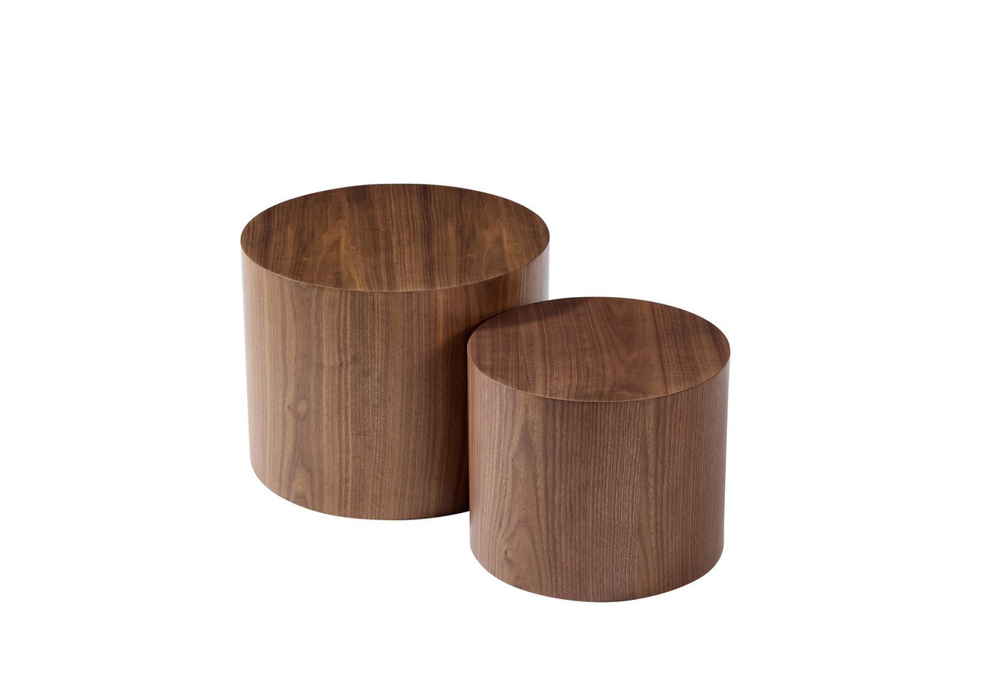 NJLyuhome Couchtisch Wohnzimmertisch, 2-teiliges Beistelltisch-Set Holzoptik aus MDF (2-St), rund & platzsparend – Durchmesser 48 cm/38 cm, Höhe 38 cm/32 cm – Bild 3 von 5