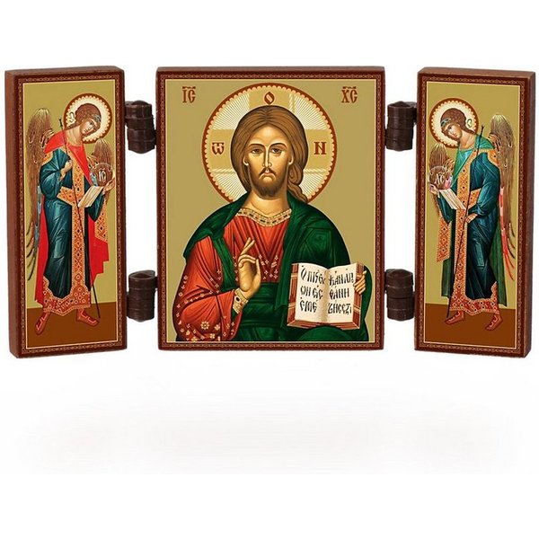 NKlaus Bild Ikone - Jesus Christus - christliche reise Altar Holz Triptychon, Religion