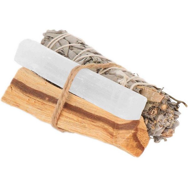 NKlaus Räucherschale Räucher-Set Salbei, Palo Santo & Selenit