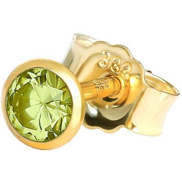 NKlaus Single-Ohrstecker Einzel Ohrstecker Echt Peridot Gelbgold 333 8 Kara (Einzel - 1 Stück)
