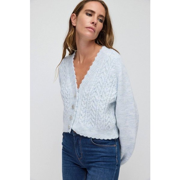 No Matter What Blusenjacke Strickcardigan mit Steinverzierungen und Knöpfen