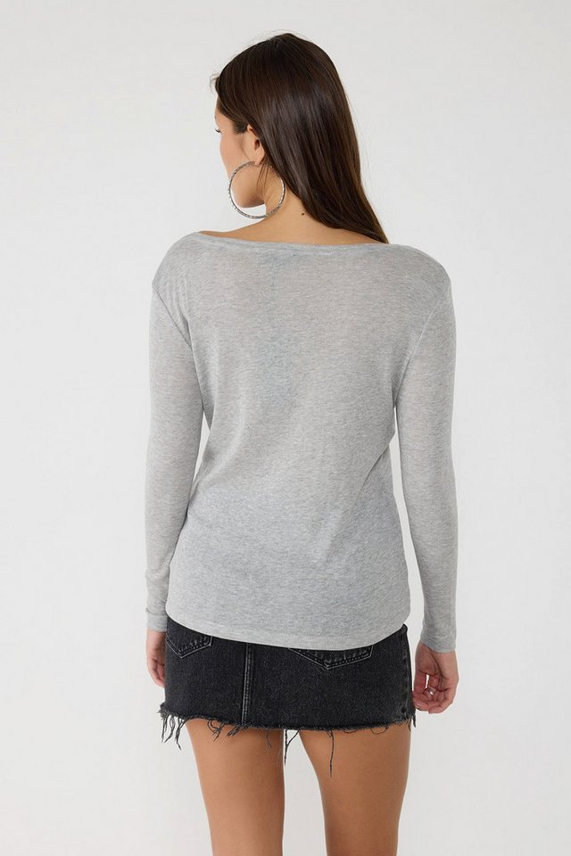 No Matter What Blusentop Basic-Bluse mit weitem Ausschnitt und langen Ärmeln – Bild 5 von 5