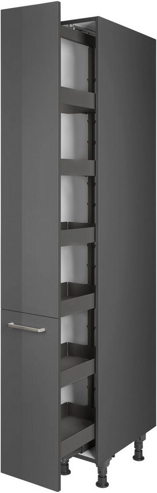 nobilia® Apothekerschrank "Flash", mit 5 Einhängekörben, Breite 30 cm, Höhe 216,6 cm, vormontiert, Ein- und Auszugsdämpfung SoftStoppPro – Bild 2 von 5