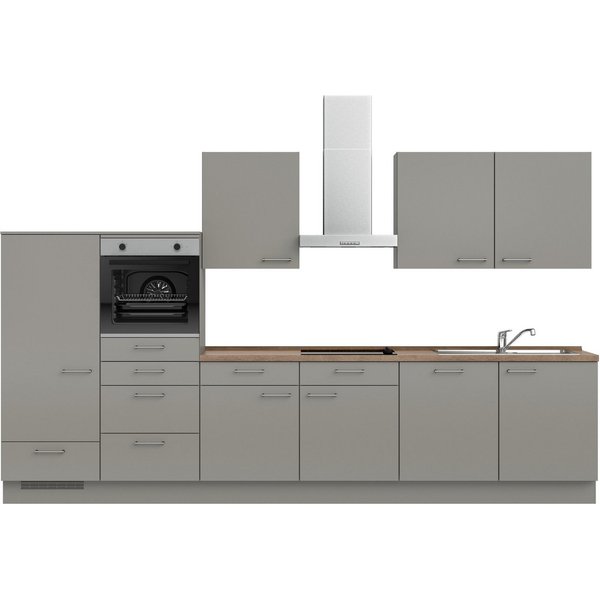 nobilia® Küchenzeile "Laser I", NEU: individuell anpassbar mit gratis Profi-Beratung, vormontiert, 360 cm breit, optional mit verschiedenen E‑Geräte-Sets