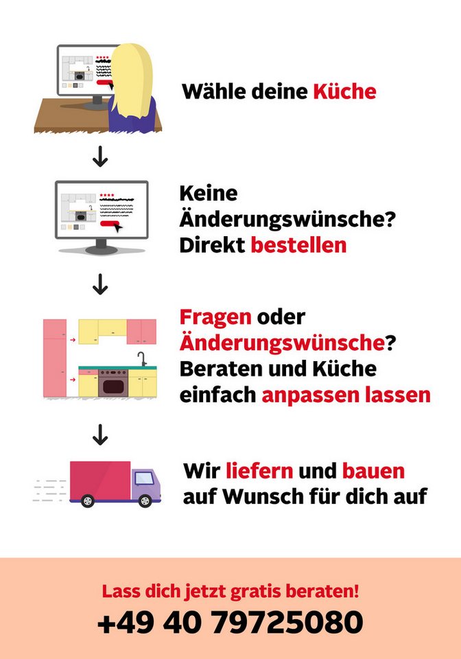 nobilia® Küchenzeile "Laser II", NEU: individuell anpassbar mit gratis Profi-Beratung, vormontiert, 240 cm breit, optional mit verschiedenen E‑Geräte-Sets – Bild 4 von 5