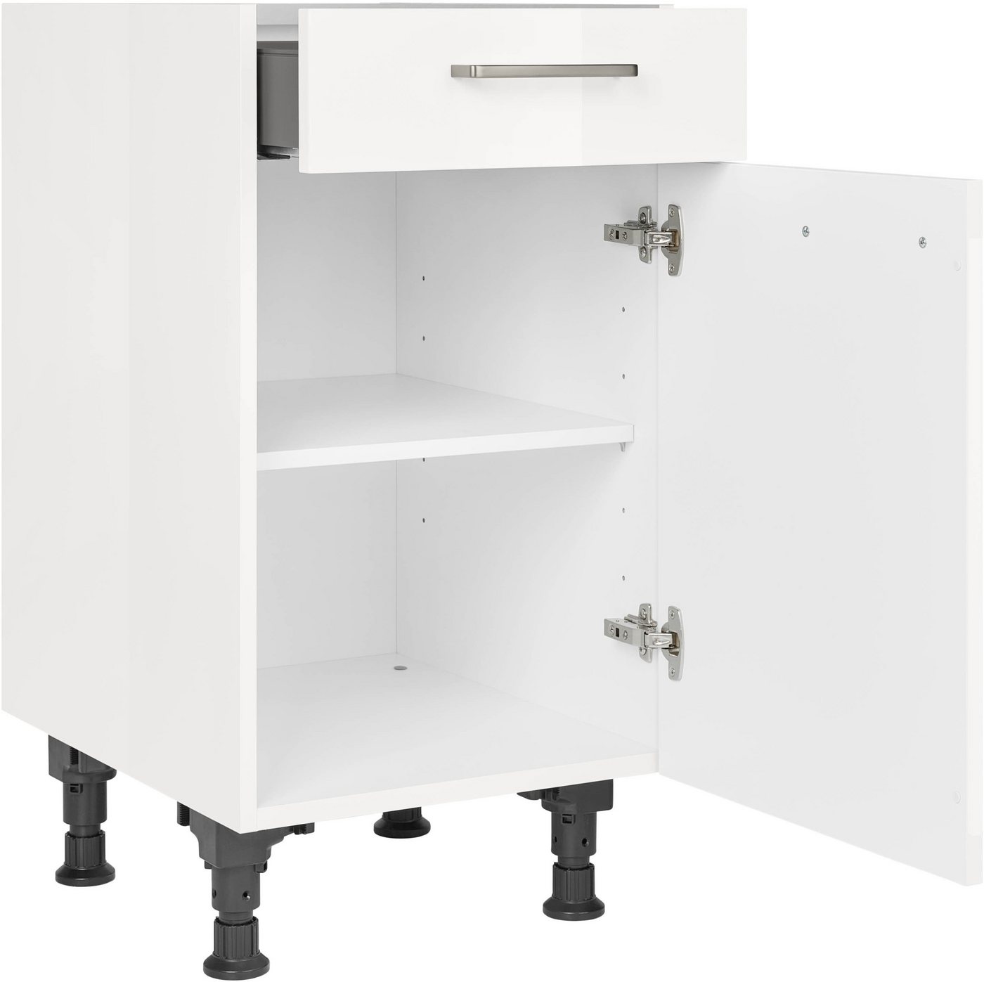 nobilia® Unterschrank "Flash", Ausrichtung wählbar, vormontiert, in den Breiten 30, 45 und 60 cm, mit höhenverstellbaren Sockelfüßen, vormontiert – Bild 2 von 5