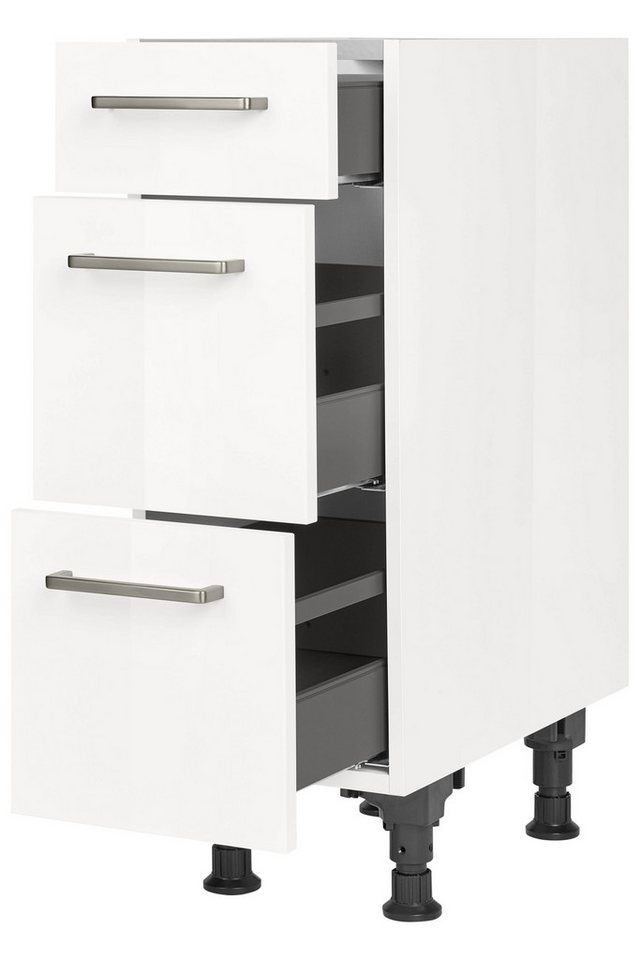nobilia® Unterschrank "Flash", vormontiert, mit höhenverstellbaren Sockelfüßen, in den Breiten 30, 45, 60 und 90 cm, mit Schubkasten und Auszügen – Bild 2 von 5