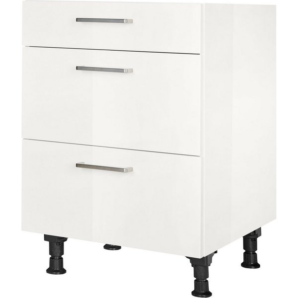 nobilia® Unterschrank "Flash", vormontiert, mit höhenverstellbaren Sockelfüßen, in den Breiten 30, 45, 60 und 90 cm, mit Schubkasten und Auszügen