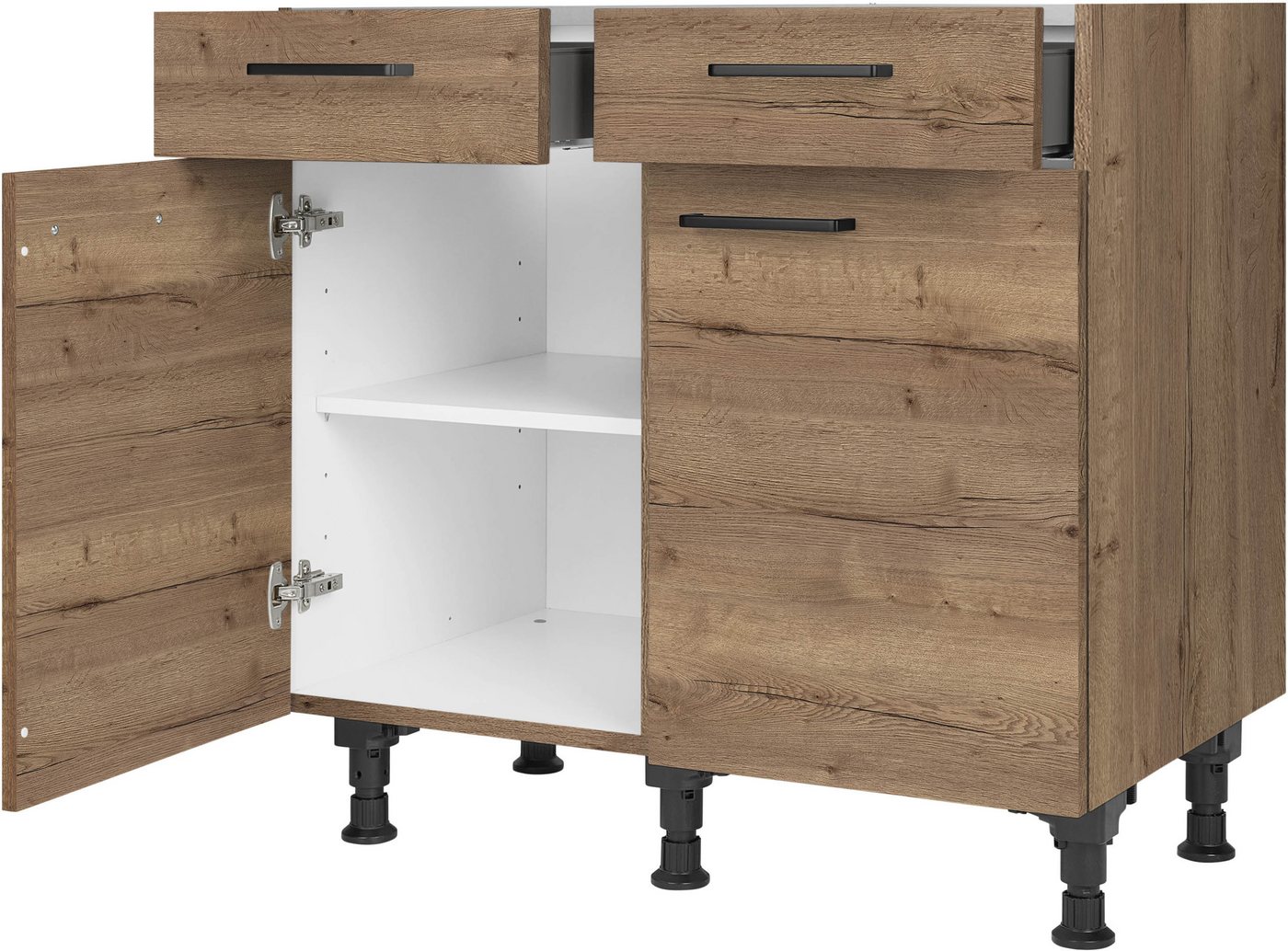 nobilia® Unterschrank "Structura", vormontiert, Breite 90 cm, Soft-Close-Funktion bei den Schubkästen, inkl. höhenverstellbare Sockelfüße – Bild 2 von 5