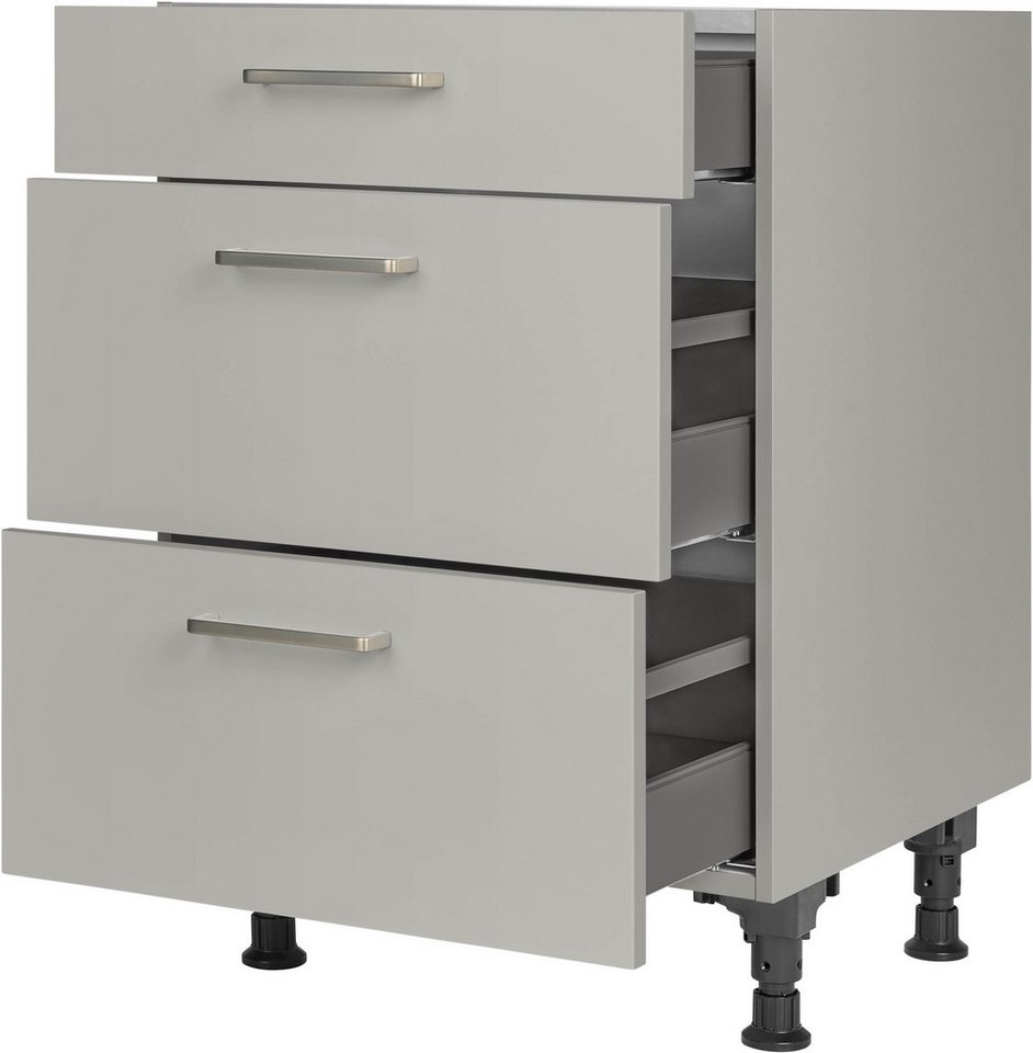 nobilia® Unterschrank "Touch", vormontiert, mit höhenverstellbaren Sockelfüßen, in den Breiten 30, 45, 60 und 90 cm, mit Schubkasten und Auszügen – Bild 2 von 5