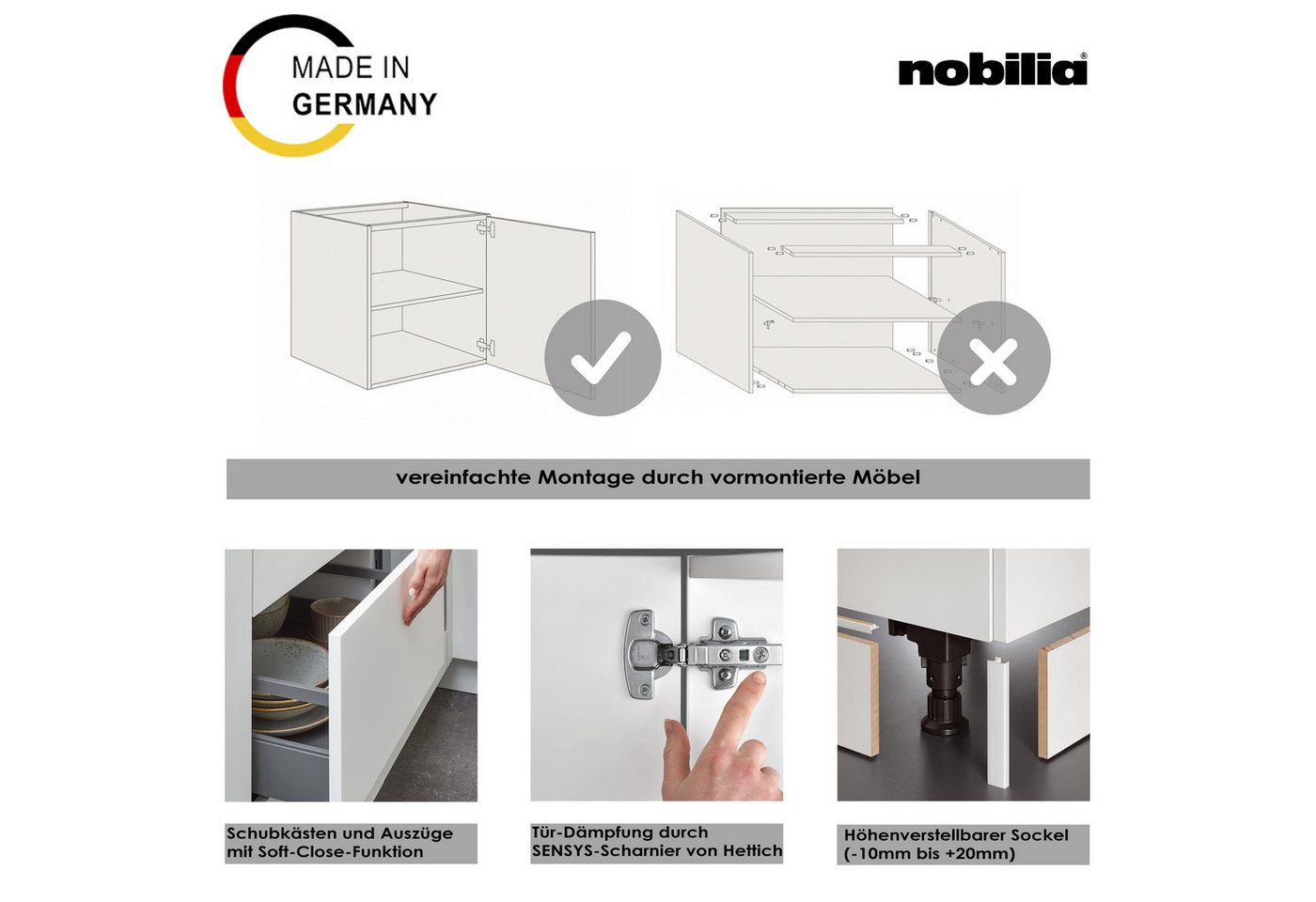 nobilia® Vorratsschrank "Flash", Ausrichtung wählbar, mit zwei Türen, vormontiert, Breite/Höhe: 60/216,6 cm – Bild 3 von 5