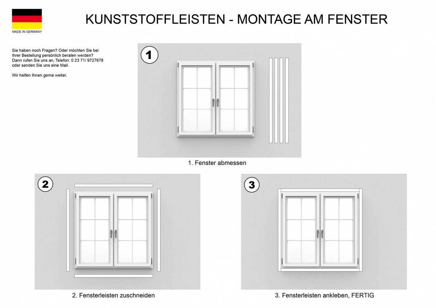 Nobily Fensterleiste Anthrazitglatt, 30mm OHNE Lippe, 1-60 Meter, Zierleisten zur Montage, selbstklebend, PVC – Bild 5 von 5