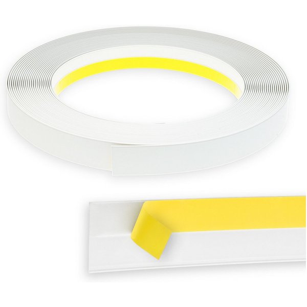 Nobily Fensterleiste PVC, 20mm ohne Lippe, selbstklebend, Zierleisten zur Montage, selbstklebend, Kunststoff, Farbe: Weiß