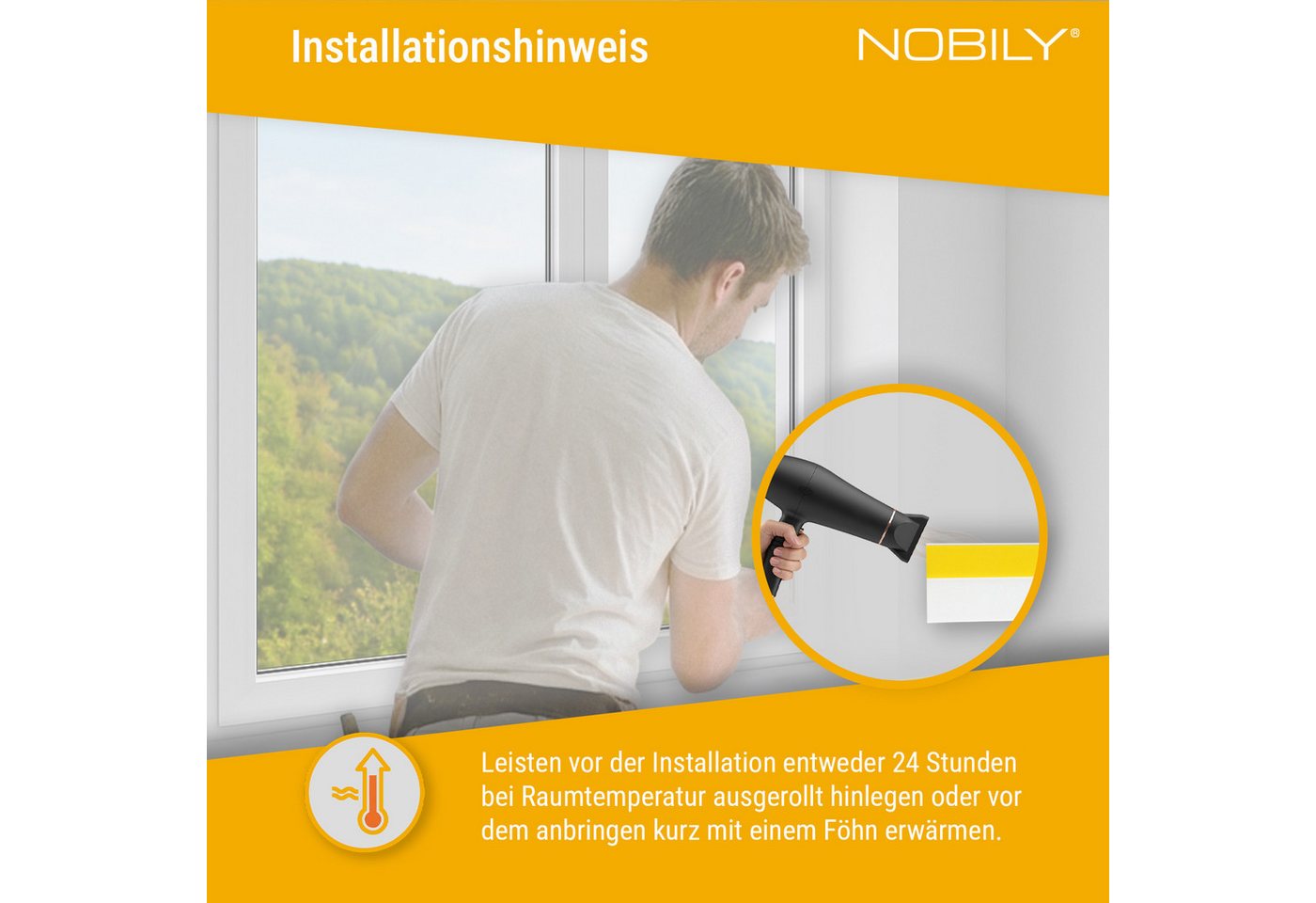 Nobily Fensterleiste PVC, 20mm ohne Lippe, selbstklebend, Zierleisten zur Montage, selbstklebend, Kunststoff, Farbe: Weiß – Bild 4 von 5