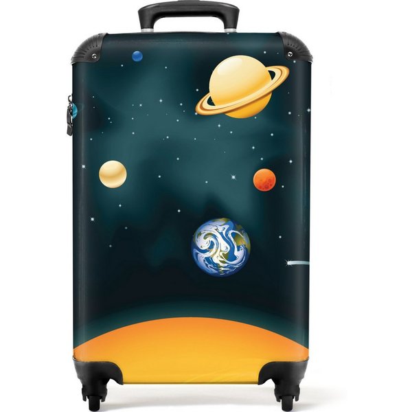 NoBoringSuitcases.com© Kinderkoffer Planeten - Weltraum - Erde - Kinder 55x35x20cm, Handgepäck Koffer, Hartschalenkoffer Kinder, Reisekoffer Jungen