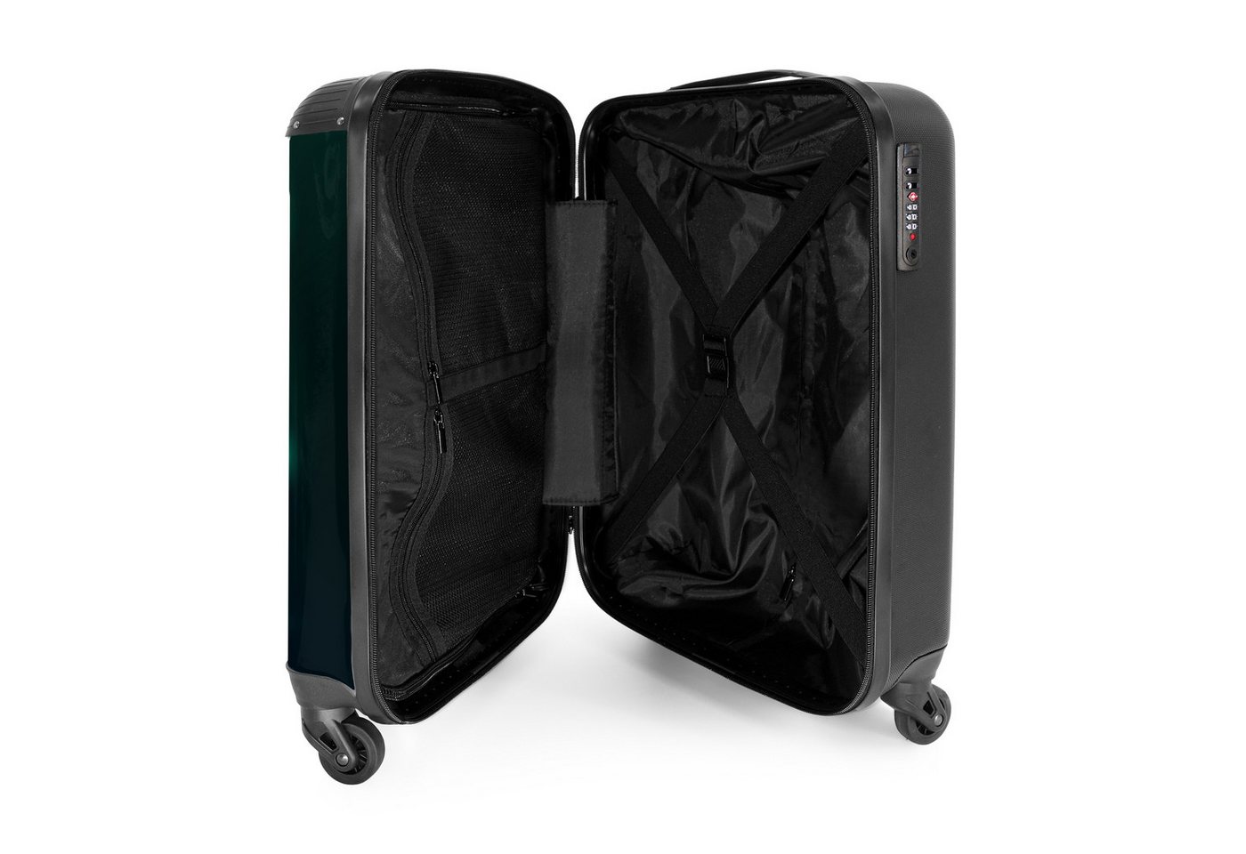 NoBoringSuitcases.com© Kinderkoffer Silhouette eines Fußballspielers in Grün und Blau 55x35x20cm, Handgepäck Koffer, Hartschalenkoffer Kinder, Reisekoffer Junge – Bild 4 von 5