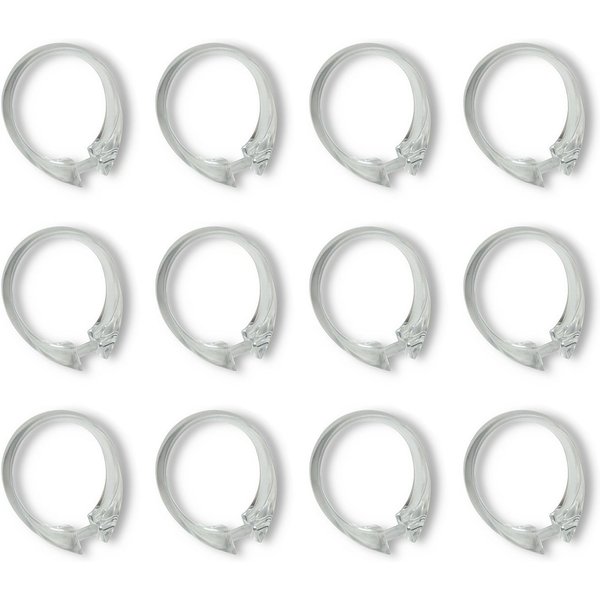 nodeko Duschvorhangringe Duschmantelringe, transparent, Ø innen 42 x 45 mm, verwendbar für alle gängingen Duschvorhangstangen, (Packung mit je 8 Stück oder 12 S