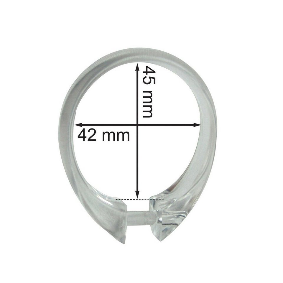 nodeko Duschvorhangringe Duschmantelringe, transparent, Ø innen 42 x 45 mm, verwendbar für alle gängingen Duschvorhangstangen, (Packung mit je 8 Stück oder 12 S – Bild 2 von 3