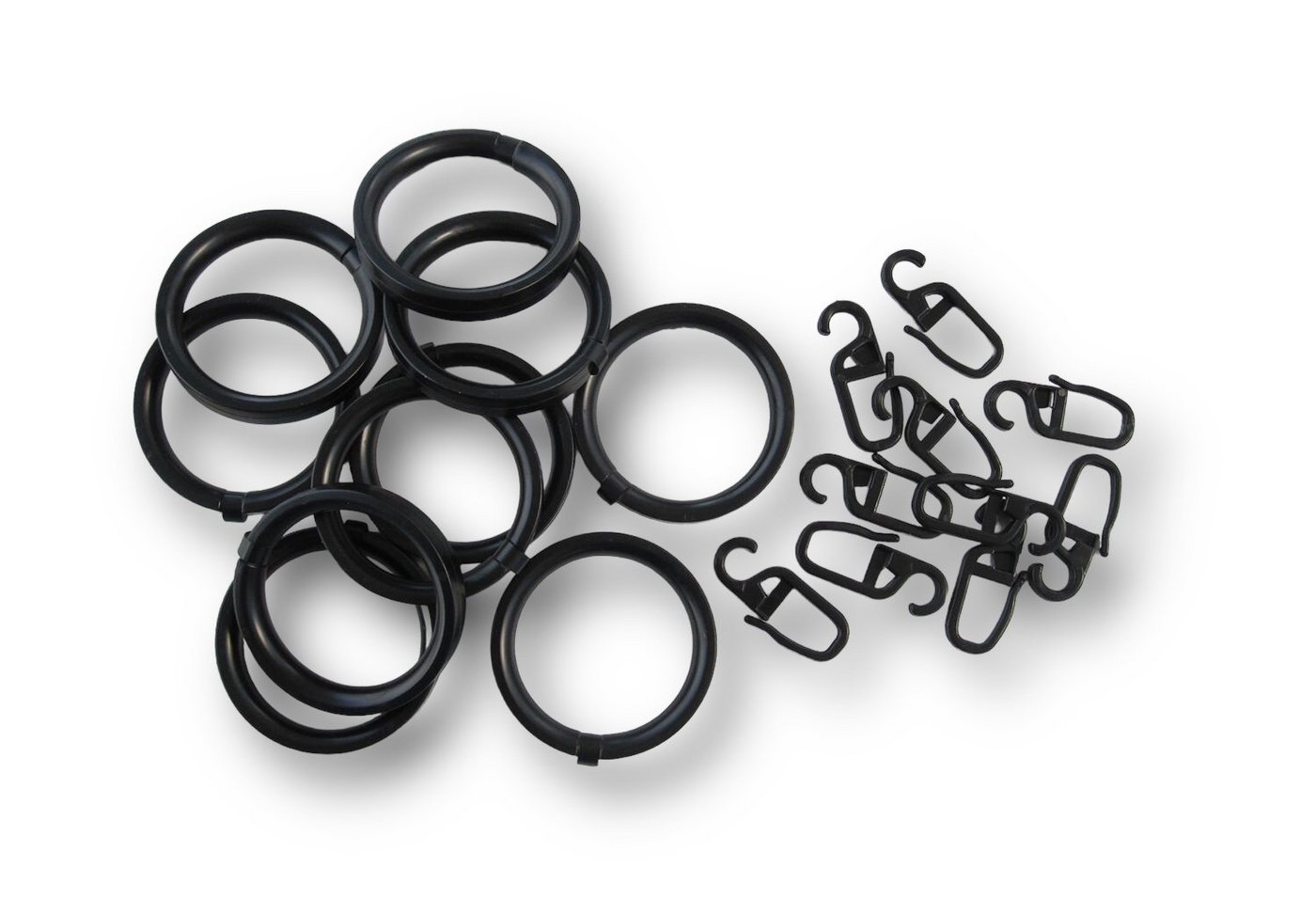 nodeko Gardinenring Vorhangringe Ø 32 x 43 mm, Kunststoff, für Gardinenstangen Ø 16 mm bis 20 mm, (Packung, mit Faltenlegehaken), mit Kerbe zum Einklipsen des F – Bild 2 von 3