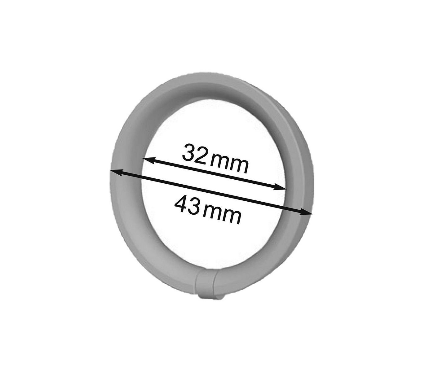 nodeko Gardinenring Vorhangringe Ø 32 x 43 mm, Kunststoff, für Gardinenstangen Ø 16 mm bis 20 mm, (Packung, mit Faltenlegehaken), mit Kerbe zum Einklipsen des F – Bild 3 von 3