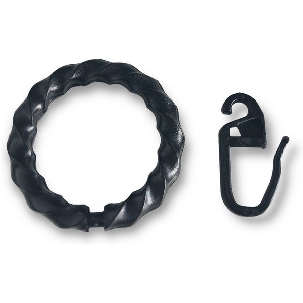 nodeko Gardinenring Vorhangringe für Schmiedeeisengarnituren, schwarz, für Vorhangstangen und Gardinenstangen Ø 16 mm bis Ø 20 mm, (Packung, mit Faltenhaken), R